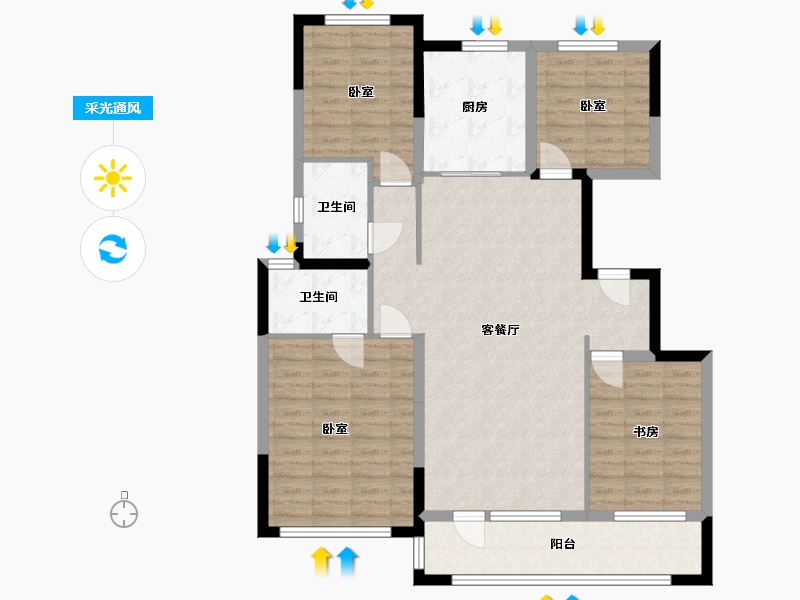 宁夏回族自治区-银川市-中海河山郡-113.40-户型库-采光通风