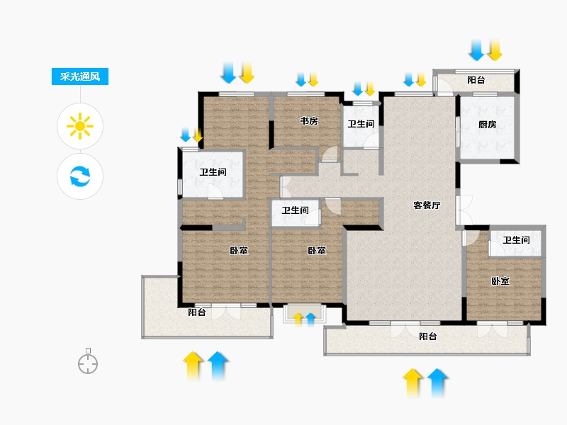 山东省-济南市-鲁能漫山香墅麓府-223.00-户型库-采光通风