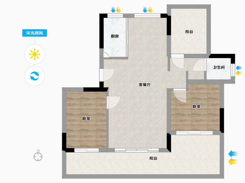 浙江省-湖州市-合生杭州湾国际新城-74.00-户型库-采光通风