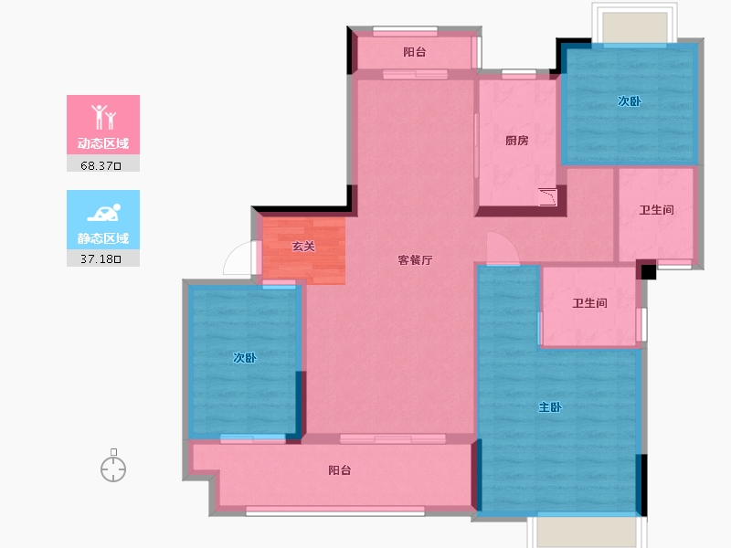 江西省-赣州市-东投金麟府-94.39-户型库-动静分区