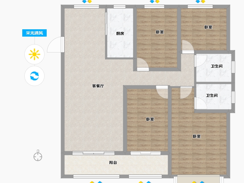 山东省-菏泽市-河畔清华-124.23-户型库-采光通风