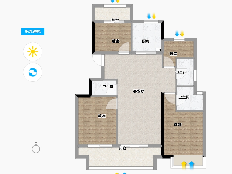 浙江省-舟山市-广宇锦澜府邸-94.00-户型库-采光通风