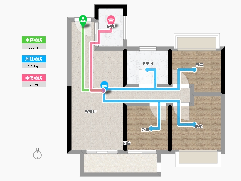 浙江省-湖州市-阳光城望湖苑-70.00-户型库-动静线