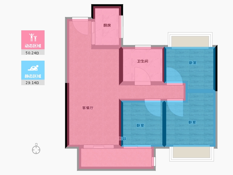 浙江省-湖州市-阳光城望湖苑-70.00-户型库-动静分区