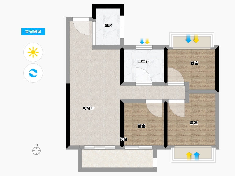 浙江省-湖州市-阳光城望湖苑-70.00-户型库-采光通风