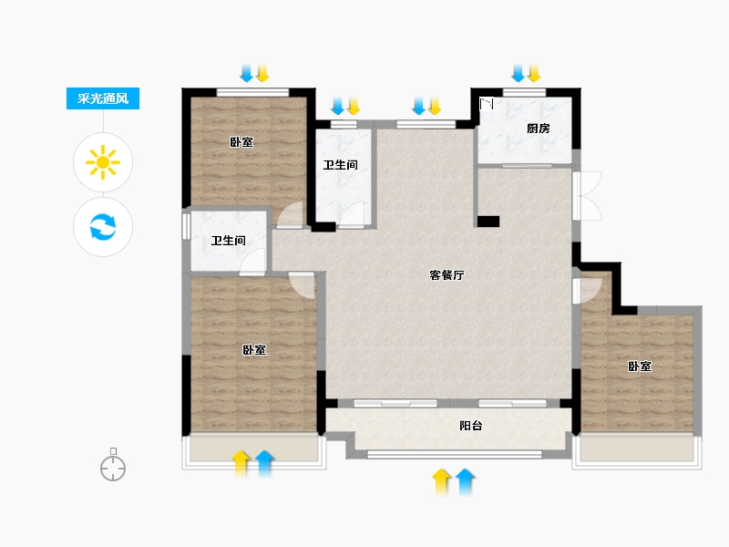 浙江省-金华市-大家新鸿万锦城-113.00-户型库-采光通风