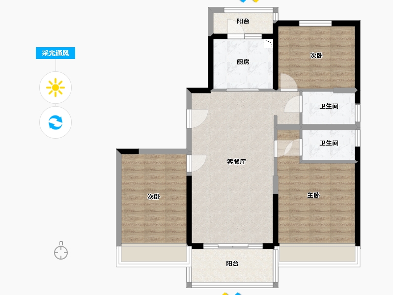 河南省-周口市-扶沟碧桂园-89.74-户型库-采光通风