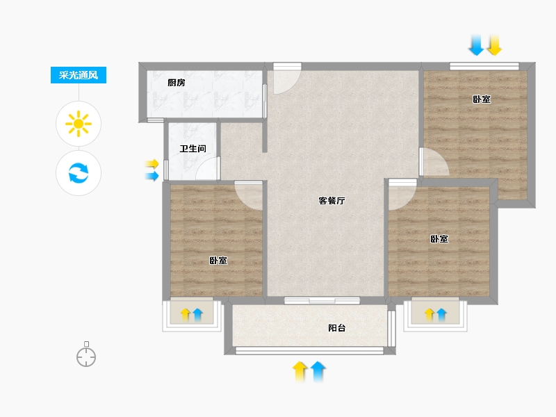 福建省-漳州市-映山红花园-81.95-户型库-采光通风