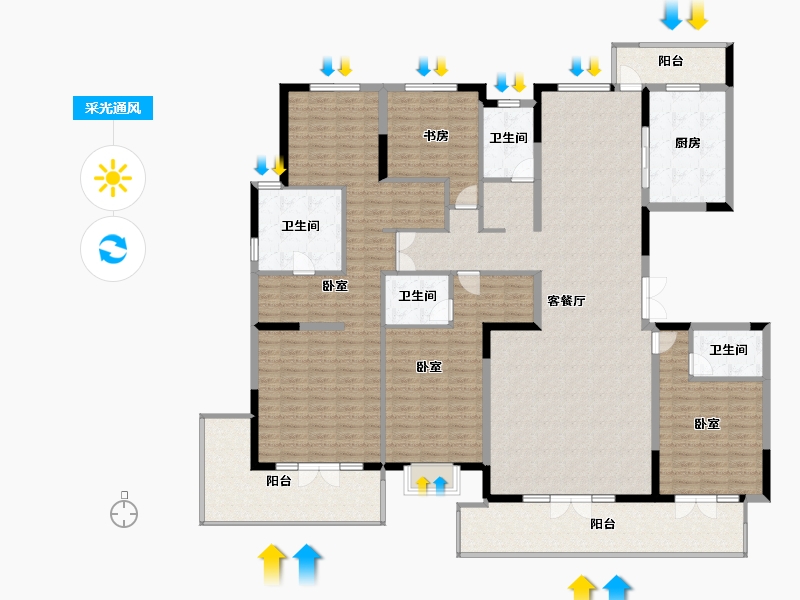 山东省-济南市-鲁能漫山香墅麓府-224.00-户型库-采光通风