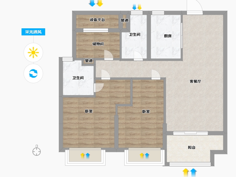 浙江省-湖州市-优优学府-76.00-户型库-采光通风