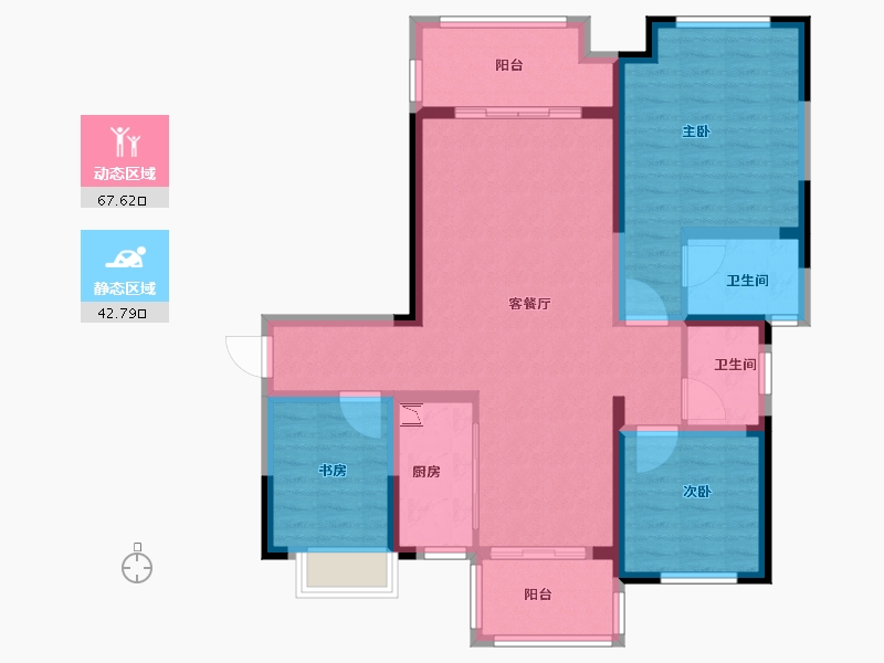 江苏省-泰州市-泰州明发国际广场-98.23-户型库-动静分区