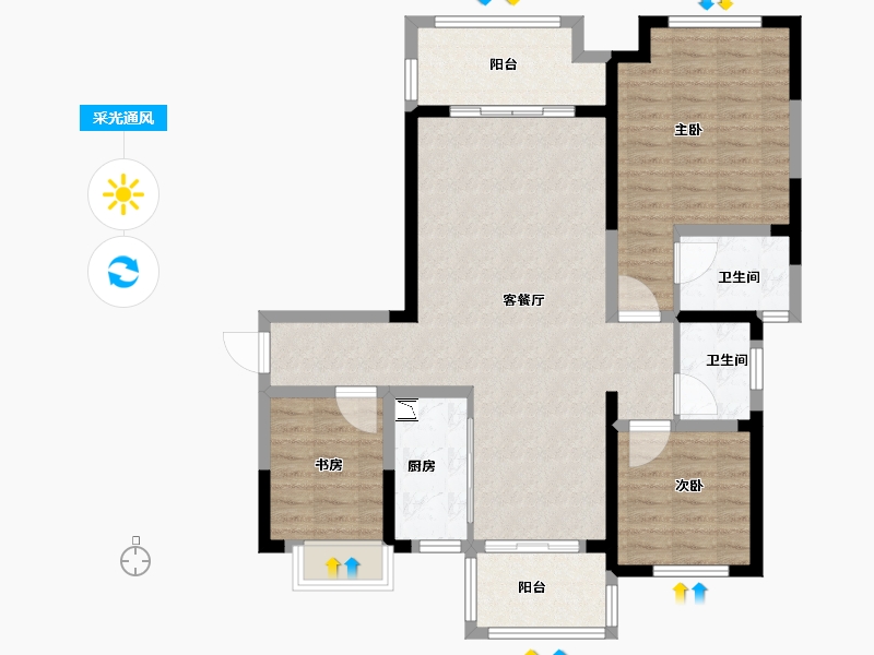 江苏省-泰州市-泰州明发国际广场-98.23-户型库-采光通风