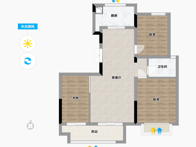 安徽省-合肥市-东方春晓小区-77.70-户型库-采光通风