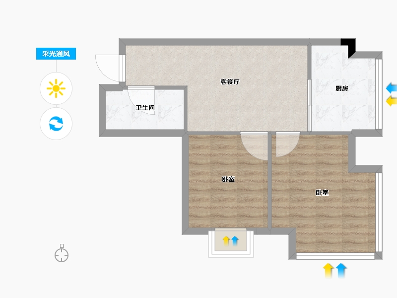 河南省-郑州市-绿都广场二环里-53.00-户型库-采光通风