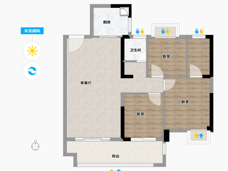 福建省-龙岩市-上杭城发首苑-85.99-户型库-采光通风