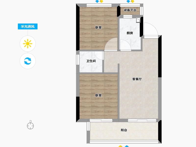 浙江省-舟山市-三盛南沙里-52.00-户型库-采光通风