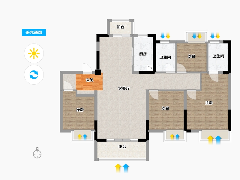 江西省-赣州市-招商·雍景湾-112.00-户型库-采光通风