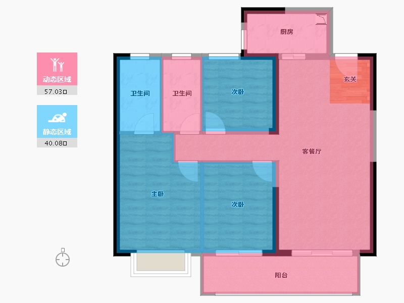 福建省-漳州市-西湖正荣府-87.83-户型库-动静分区