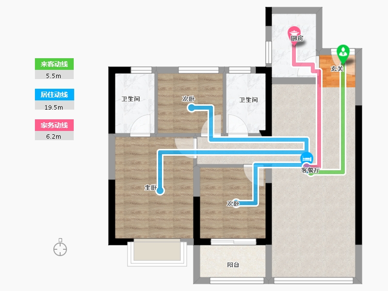 福建省-漳州市-西湖正荣府-71.80-户型库-动静线