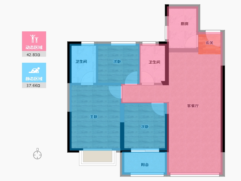 福建省-漳州市-西湖正荣府-71.80-户型库-动静分区