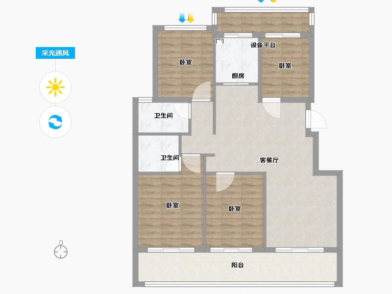 浙江省-舟山市-绿城·海棠园-104.00-户型库-采光通风