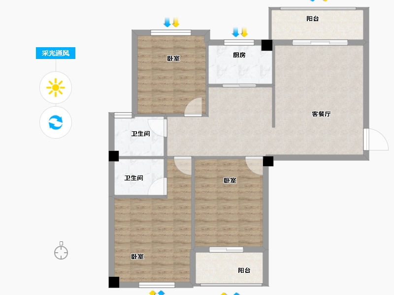 福建省-漳州市-学府1号-92.00-户型库-采光通风