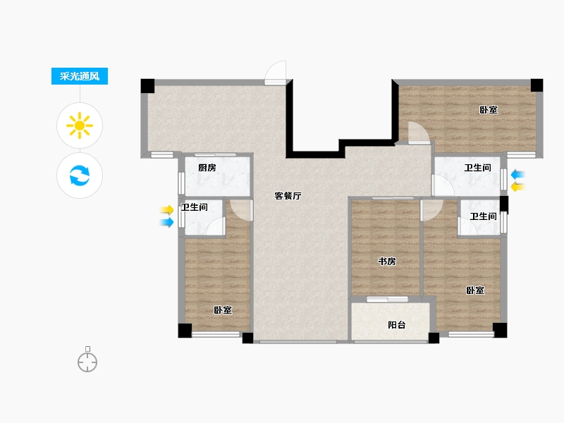 福建省-漳州市-学府1号-112.00-户型库-采光通风