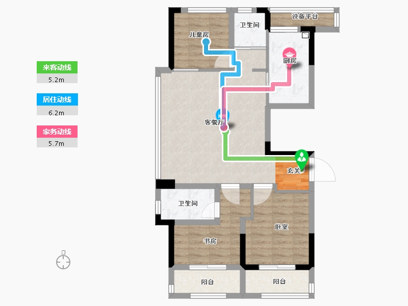 浙江省-衢州市-碧桂园江湾半岛-75.00-户型库-动静线