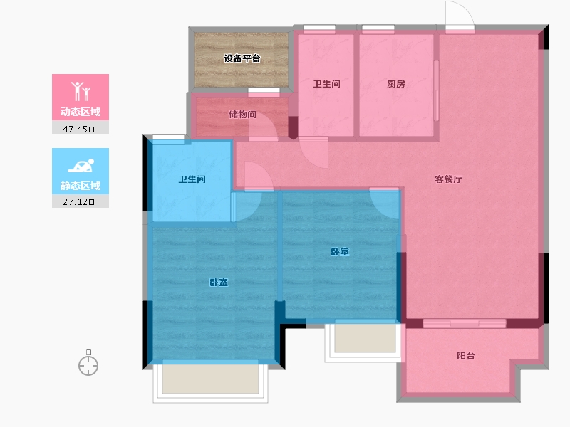 浙江省-湖州市-优优学府-70.00-户型库-动静分区