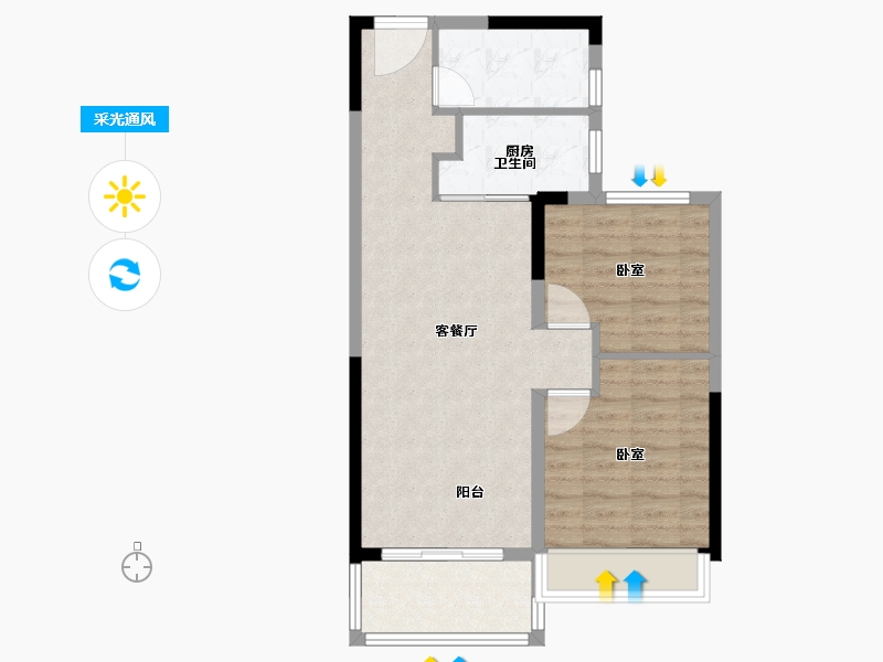 河南省-郑州市-银基国际旅游度假区-66.00-户型库-采光通风