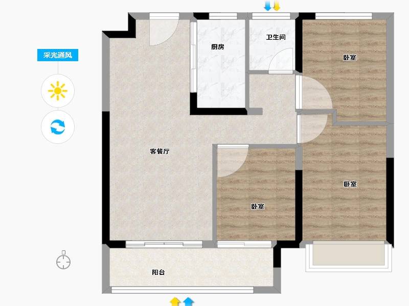 安徽省-芜湖市-荣盛江城观邸-79.00-户型库-采光通风