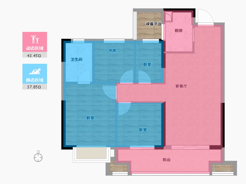 浙江省-金华市-阳光城建杭联利檀境-76.00-户型库-动静分区