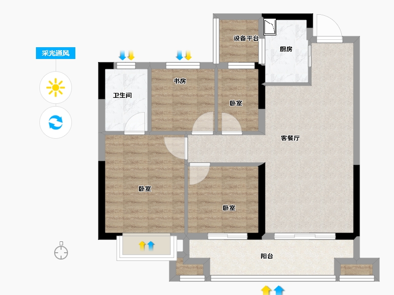 浙江省-金华市-阳光城建杭联利檀境-76.00-户型库-采光通风