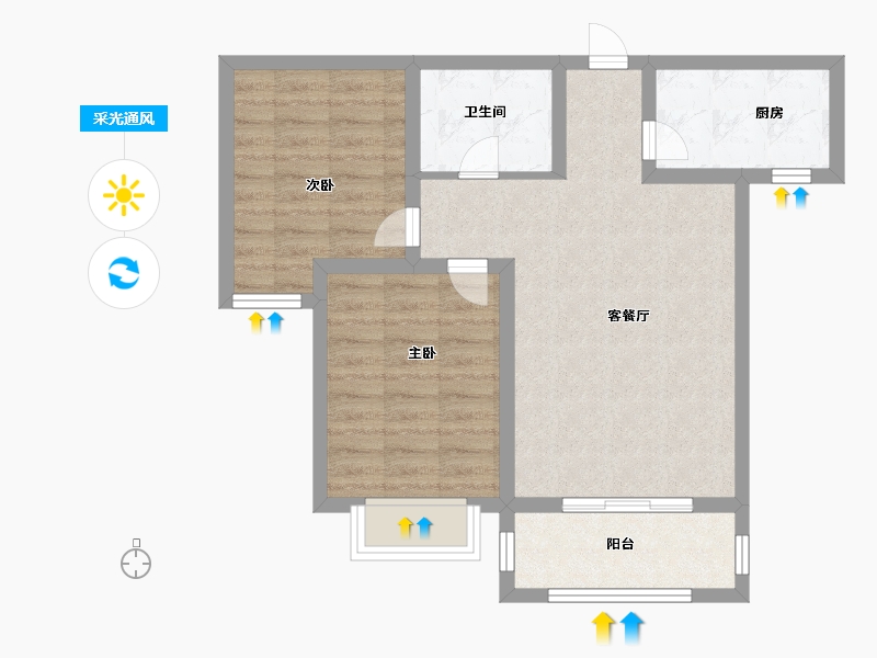 山西省-长治市-田园·清水湾-65.07-户型库-采光通风