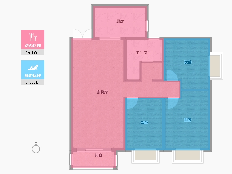 山西省-长治市-田园·清水湾-86.52-户型库-动静分区