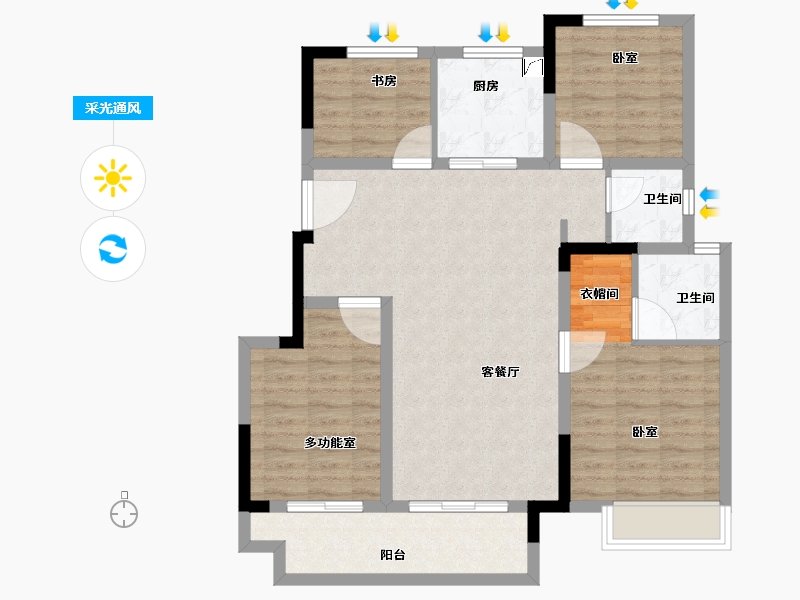 安徽省-合肥市-新滨湖孔雀城-94.00-户型库-采光通风