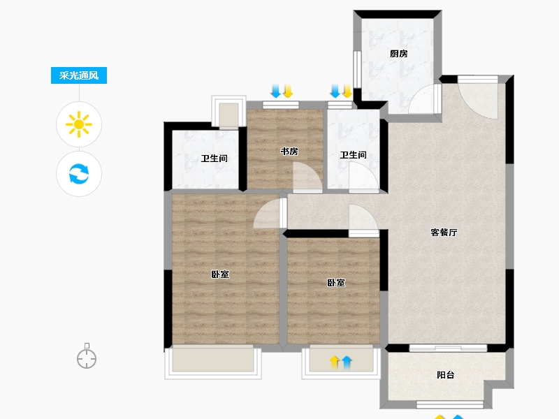 浙江省-湖州市-大发德光·融悦锦园-83.89-户型库-采光通风