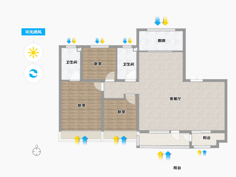 山东省-滨州市-京博·御亭苑-128.00-户型库-采光通风