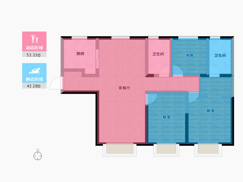 新疆维吾尔自治区-乌鲁木齐市-中海熙岸-85.11-户型库-动静分区