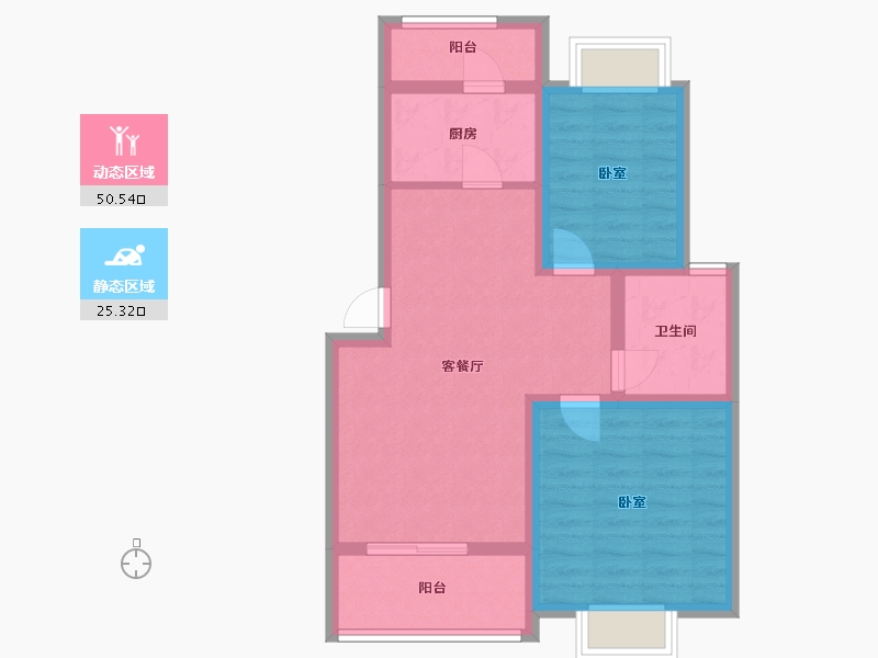 江苏省-镇江市-龙湾华府·中天府-67.01-户型库-动静分区