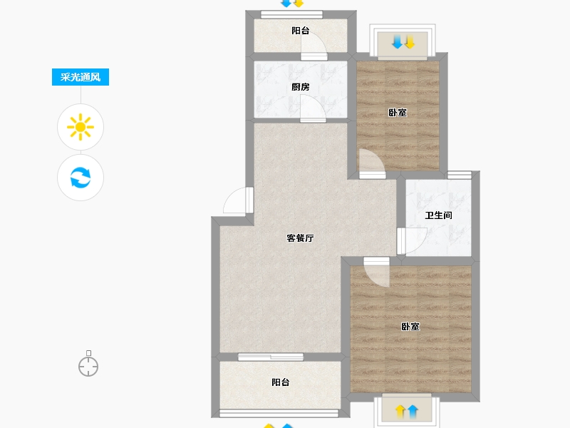 江苏省-镇江市-龙湾华府·中天府-67.01-户型库-采光通风