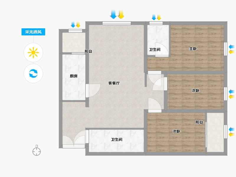 山东省-青岛市-明德小镇公寓-107.01-户型库-采光通风