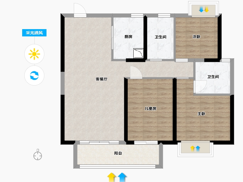 江西省-赣州市-华润·万橡府-94.40-户型库-采光通风