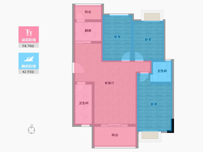 江西省-景德镇市-江中·盛世峰景-89.32-户型库-动静分区