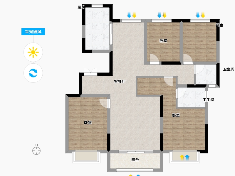 山东省-济南市-招商雍和府-116.00-户型库-采光通风