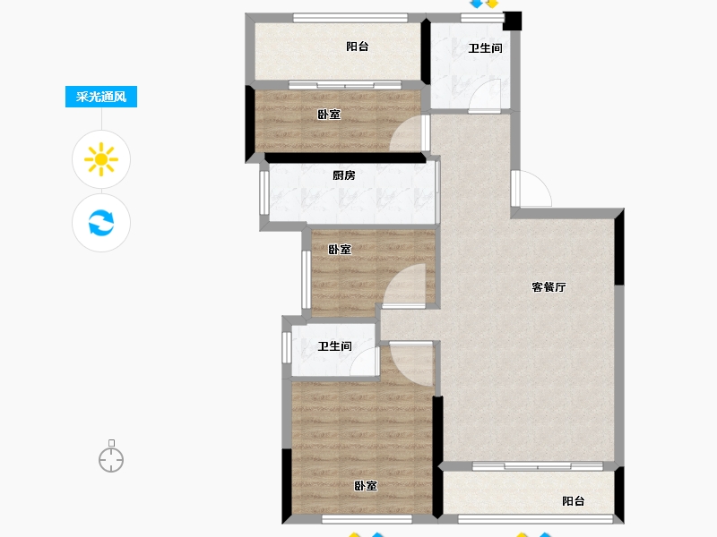 福建省-漳州市-云霄大唐印象-89.00-户型库-采光通风