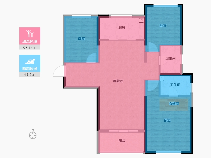 河南省-郑州市-融创华夏观澜壹号-91.71-户型库-动静分区