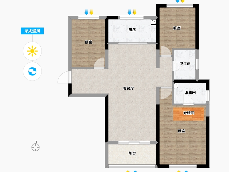 河南省-郑州市-融创华夏观澜壹号-91.71-户型库-采光通风