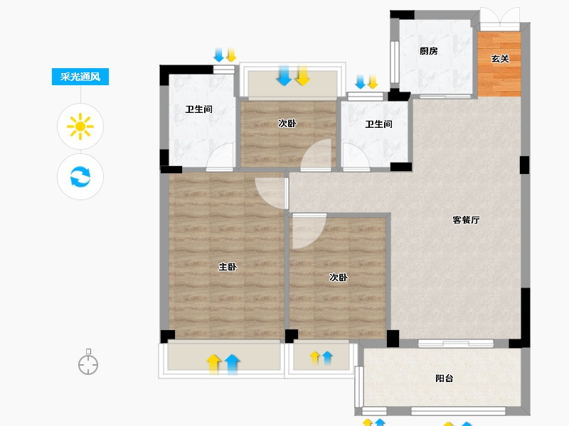 浙江省-衢州市-志城上东府-78.00-户型库-采光通风