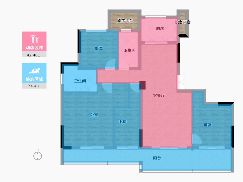 浙江省-绍兴市-金昌樾府-109.31-户型库-动静分区